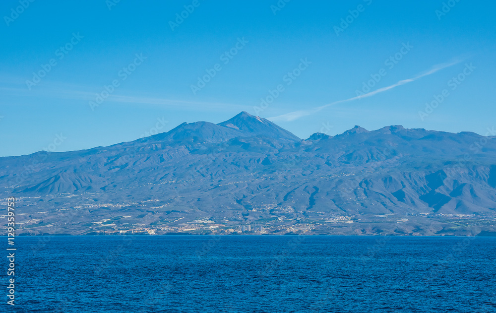  San Sebastian de La Gomera and Tenerife island Teide volcano background, La Gomera, Canary Islands, 
