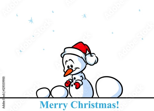 Christmas snowman character snow balls cartoon illustration isolated image