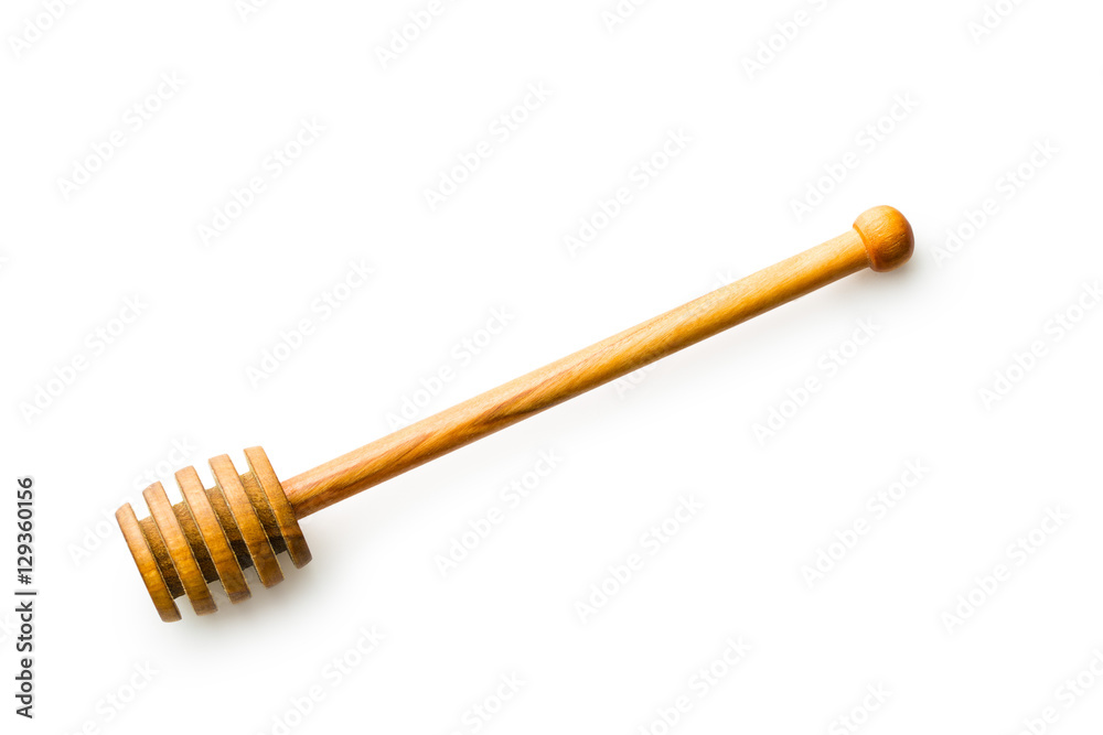 Wooden honey dipper . Wooden honey dipper .