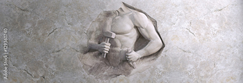 Fototapeta epickie tło lekkoatletycznego mężczyzny tnie jego ciało z marmuru