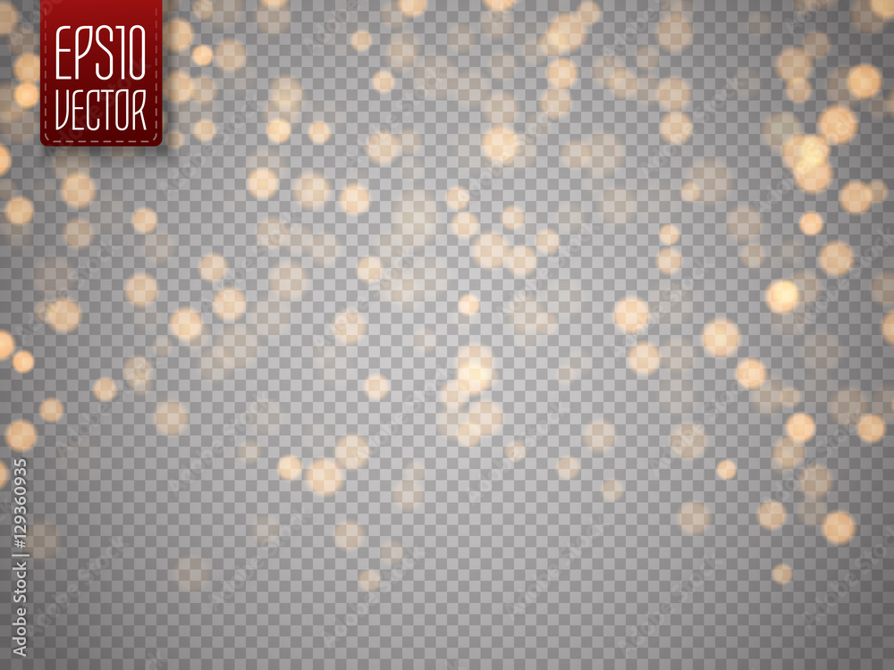 Shining bokeh isolated on transparent background. Christmas concept
