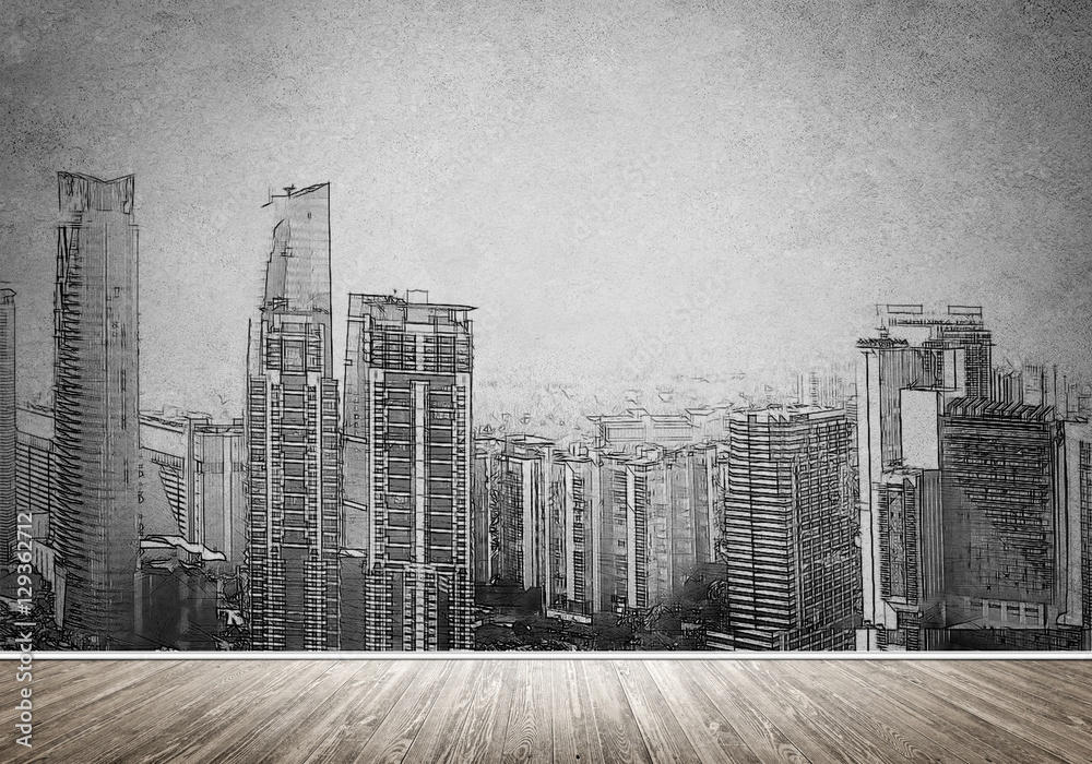 Fototapeta premium City design on wall