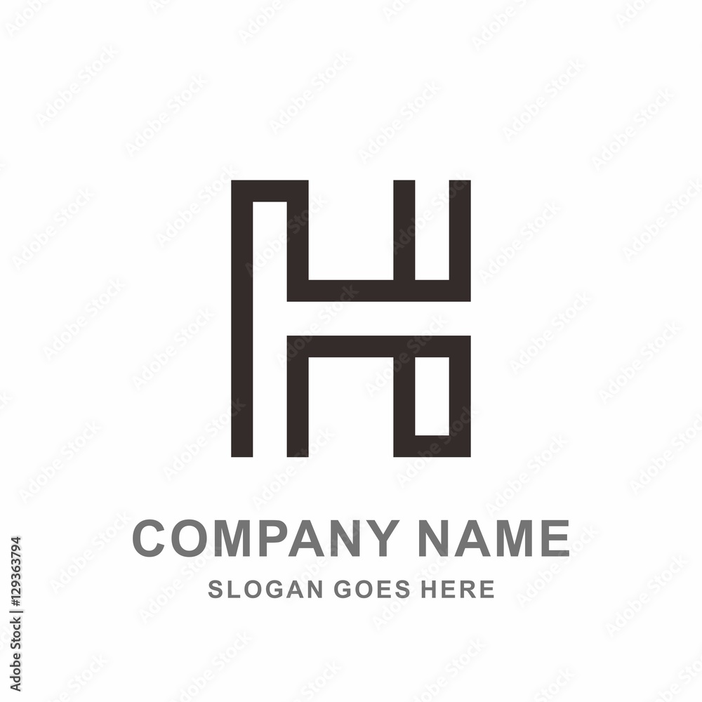 Monogram Letter H Square Strips Architecture Construction Engineering Business Company Stock Vector Logo Design Template