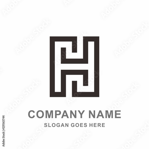 Monogram Letter H Geometric Square Strips Pattern Interior Decoration Business Company Stock Vector Logo Design Template