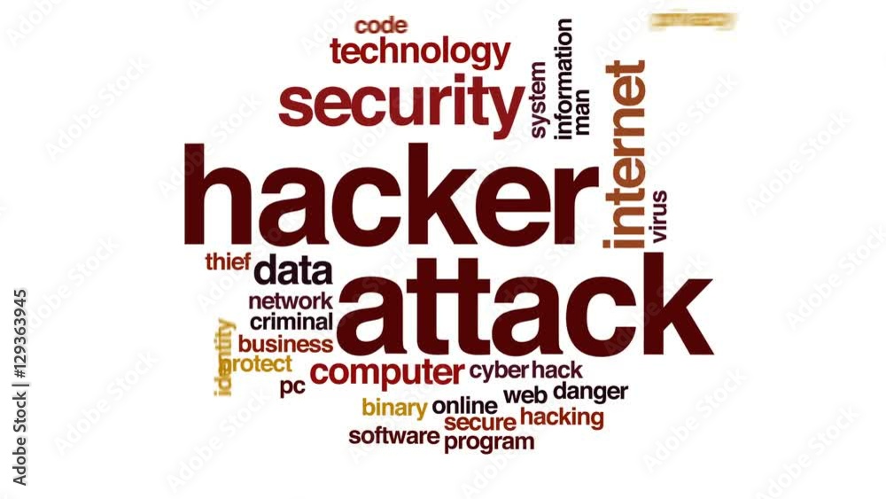 Hacker attack animated word cloud. Hacker attack animated word cloud.