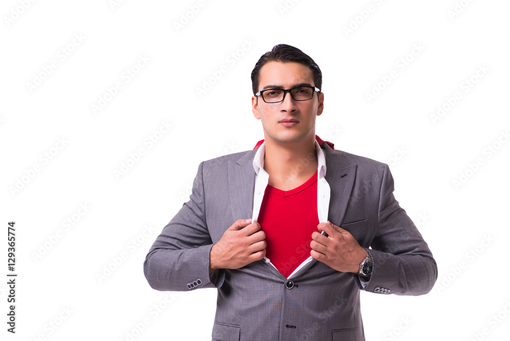 Young businessman wearing red cover on white Young businessman wearing red cover on white