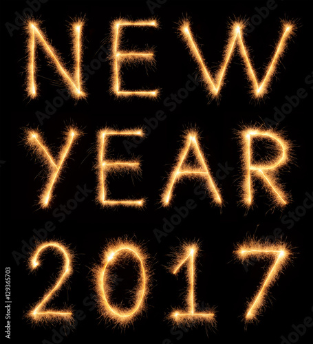 NEW YEAR 2017 lettering drawn with bengali sparkles
