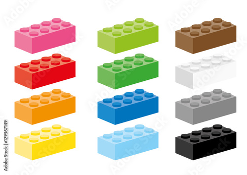 Twelve creative building block in different colors photo