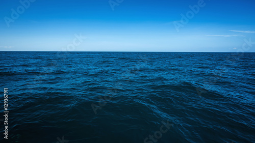 The vast ocean in the winter, Dark and deep ocean with blue sky