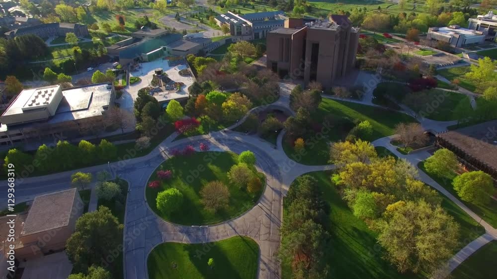 Beautiful springtime morning aerial view of college campus. This is the University of Wisconsin Green Bay. Beautiful springtime morning aerial view of college campus. This is the University of Wisconsin Green Bay.