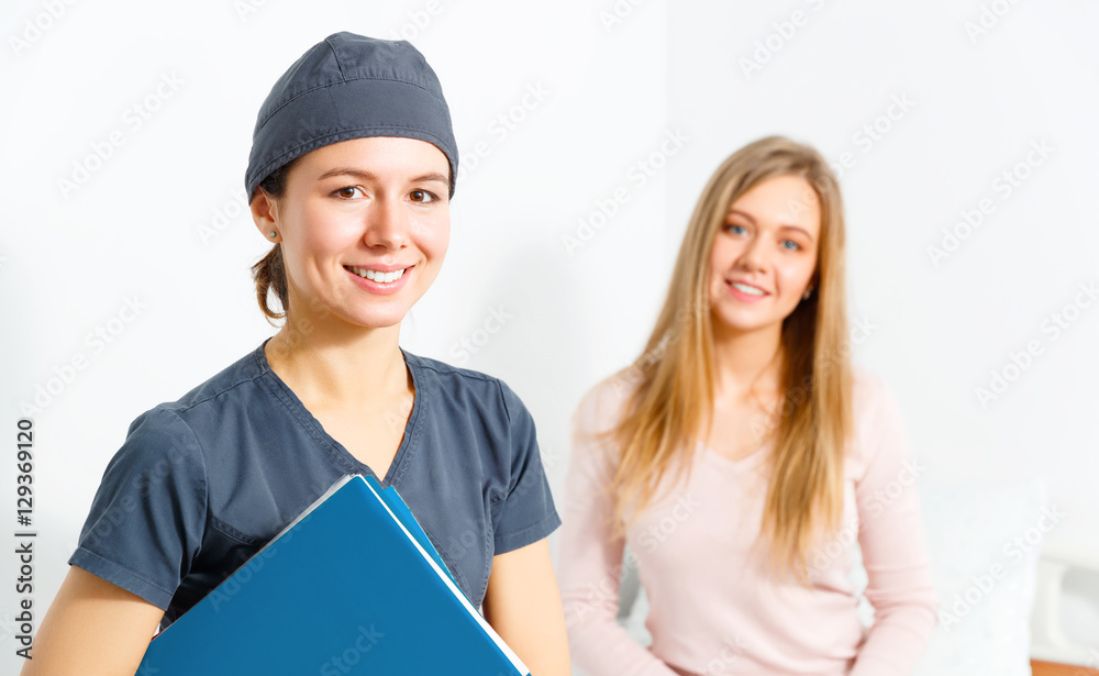 Doctor Nurse and patient in hospital clinic Doctor Nurse and patient in hospital clinic