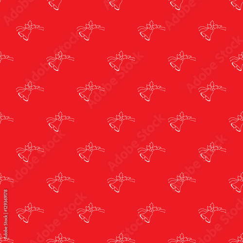 Contour of white bells on red background. Fashion graphic design. Modern stylish abstract texture. Template for prints, textile, wrapping and decoration, wallpaper.