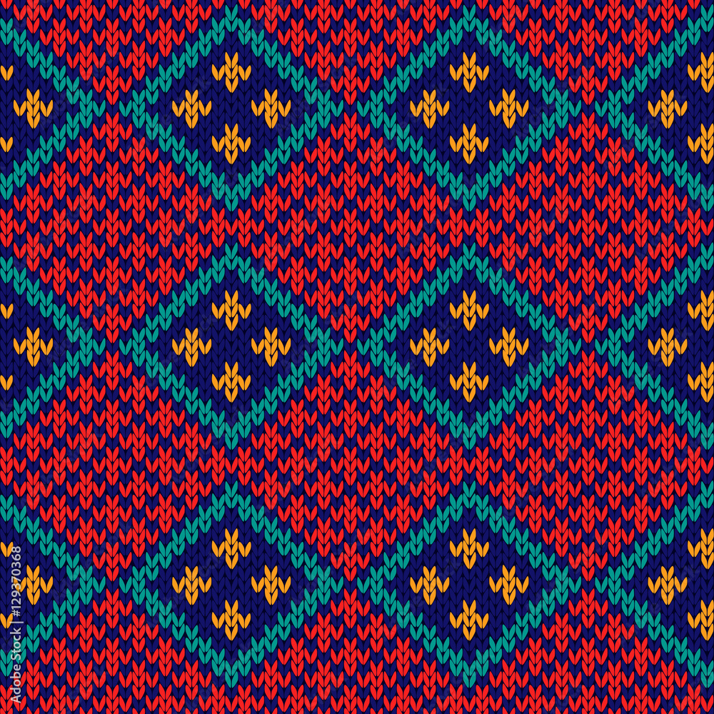 Seamless knitted colorful rhombus pattern