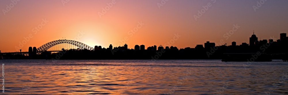 Fototapeta premium Orange Sunset. Sydney Skyline.
