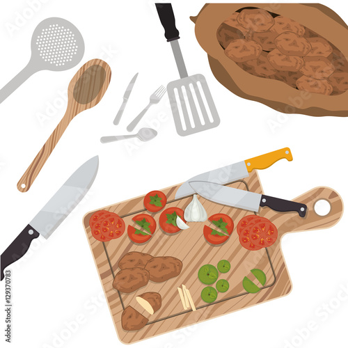 Cutlery turner spoon knife and table icon. Kitchen supply tool and cooking theme. Isolated design. Vector illustration