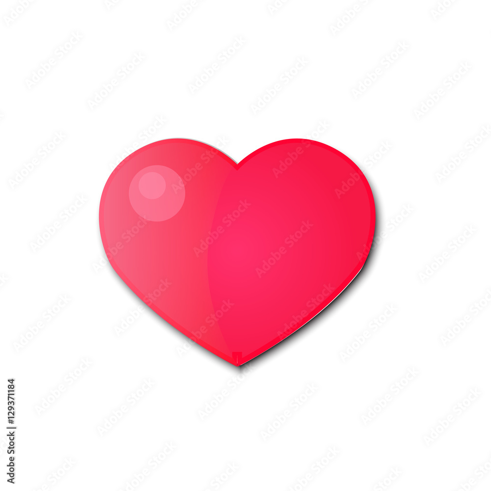 Pink heart on a white background.