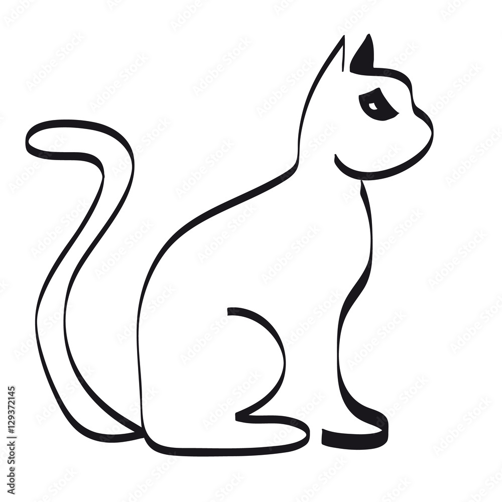 Cat silhouette on white background