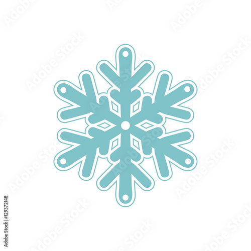 Vector bluish snowflakes icon with thin stroke line isolated on white background