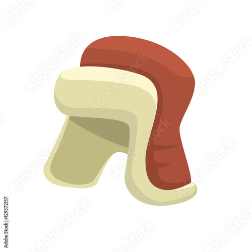 Cartoon winter hat isolated on white background. Vector flat and simple style illustration template for Merry Christmas and Happy New Year art and design. Ushanka or earflaps hat
