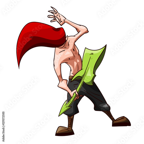 Colorful vector illustration of a heavy metal musician, guitarist