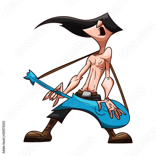 Colorful vector illustration of a heavy metal musician, guitarist