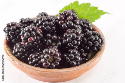 blackberries on a plate isolated