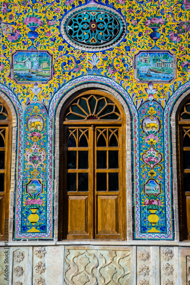 Details of Marble Throne building, part of Golestan Palace in Tehran, capital of Iran