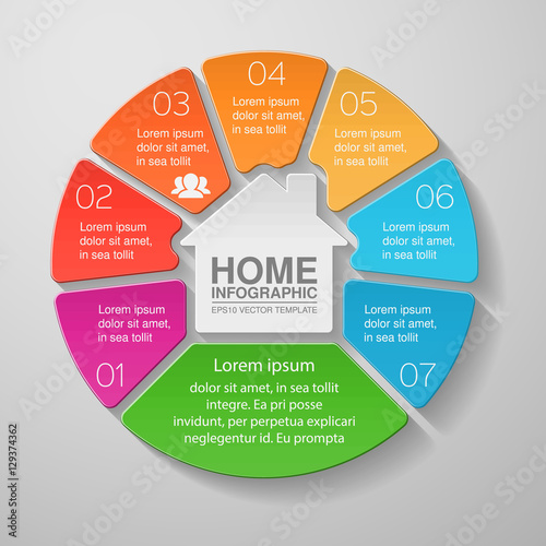Vector infographic template, 7 options, home