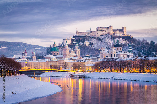 Classic view of Salzburg at Christmas time in winter, Austria photo