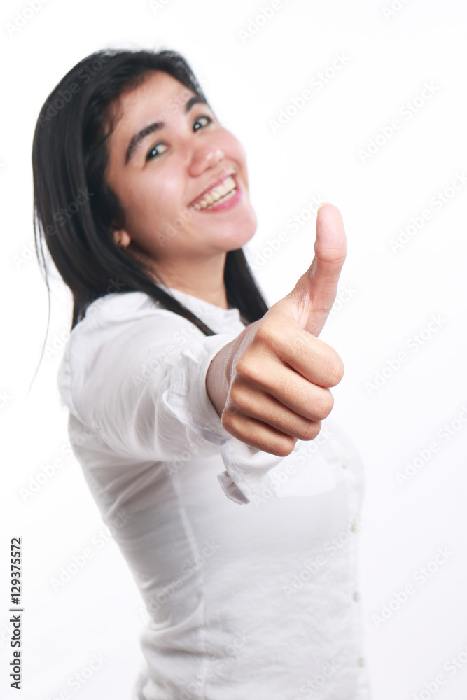Young Asian Businesswoman Showing Thumb Up Young Asian Businesswoman Showing Thumb Up