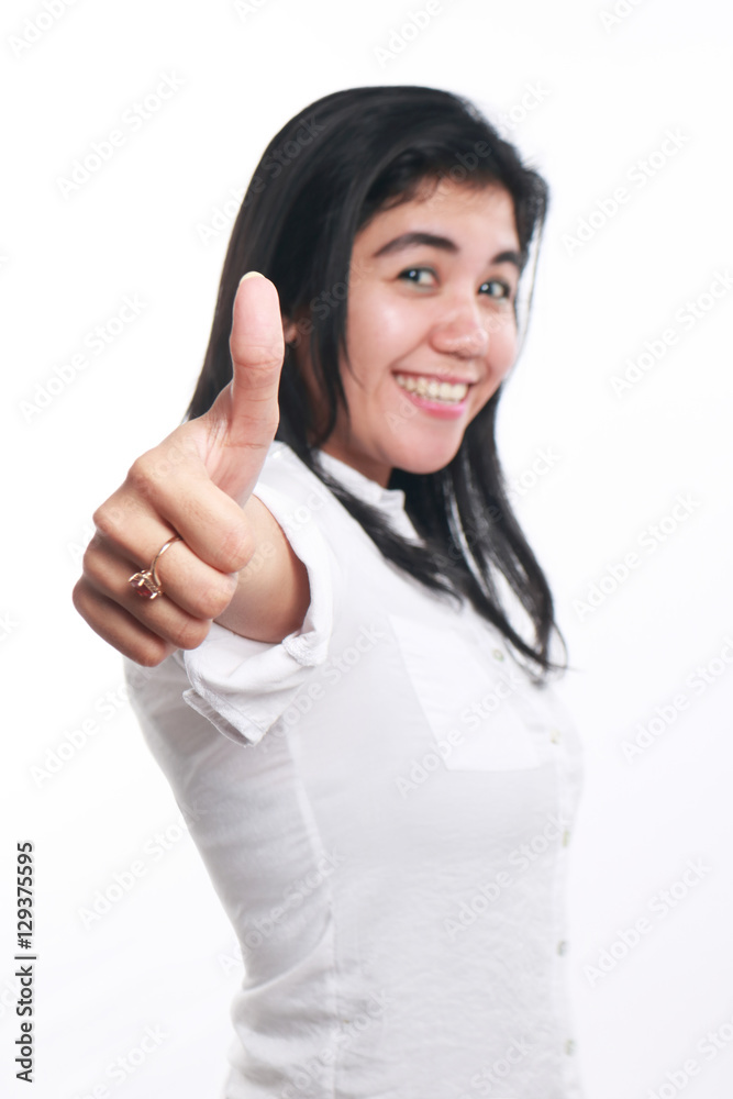 Young Asian Businesswoman Showing Thumb Up Young Asian Businesswoman Showing Thumb Up