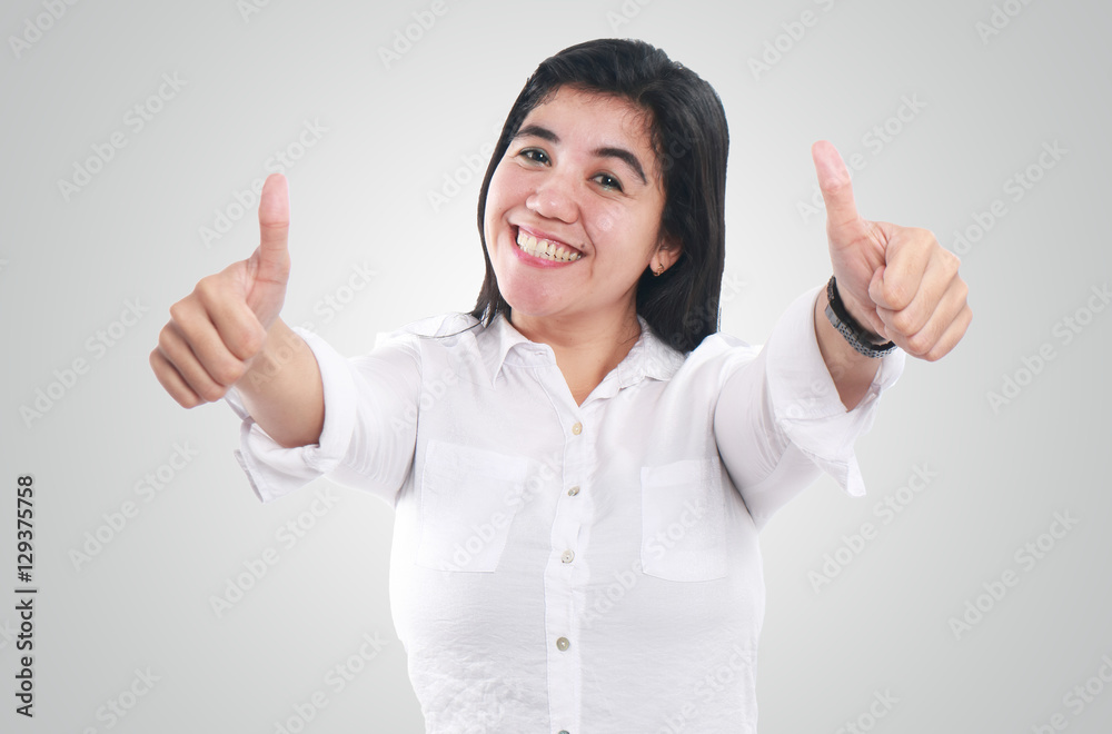 Young Asian Businesswoman Showing Two Thumbs Up Young Asian Businesswoman Showing Two Thumbs Up