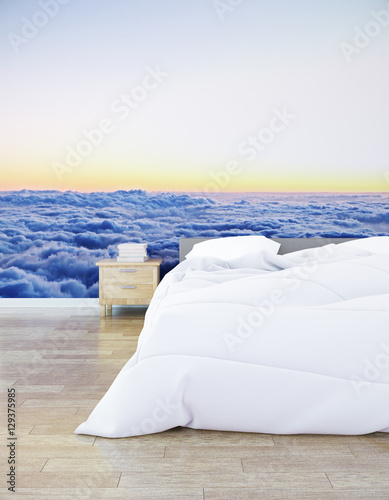 Hipster bedroom with sky picture