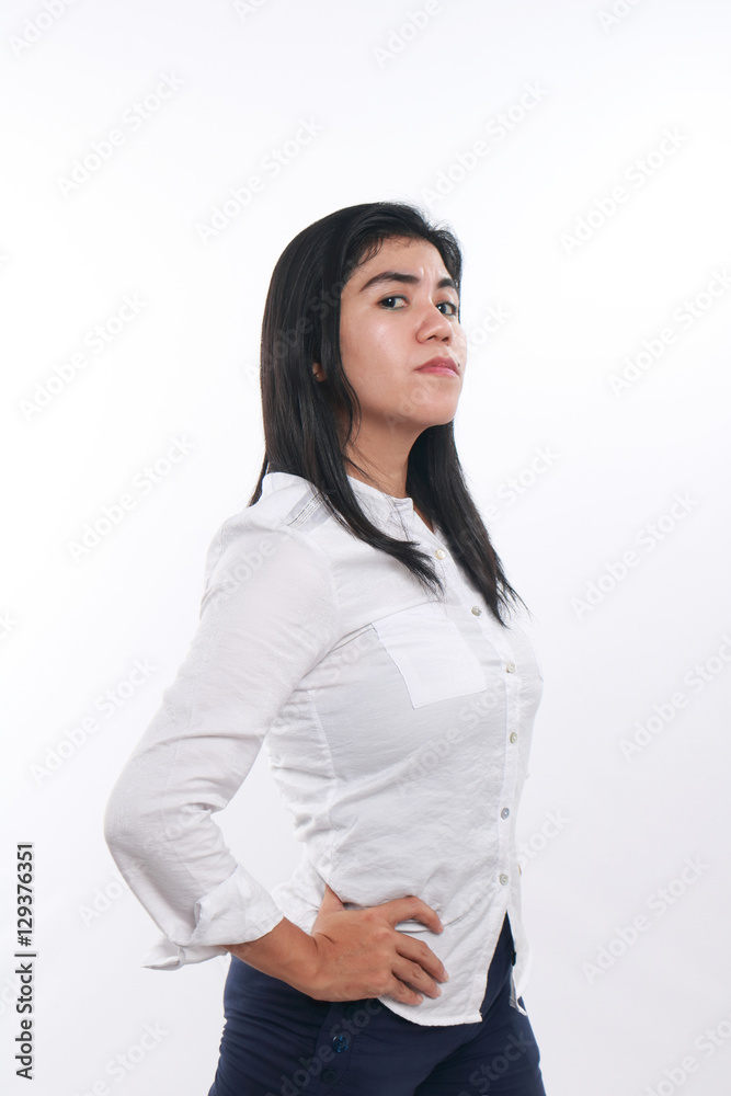 Proud and Strong Asian Woman Over White