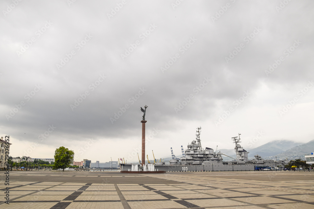 The area of Novorossiysk Sea Commercial Port. Stella in the square. The area of Novorossiysk Sea Commercial Port. Stella in the square.