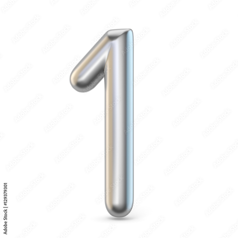 Metal silver font. Number ONE 1 3D Metal silver font. Number ONE 1 3D
