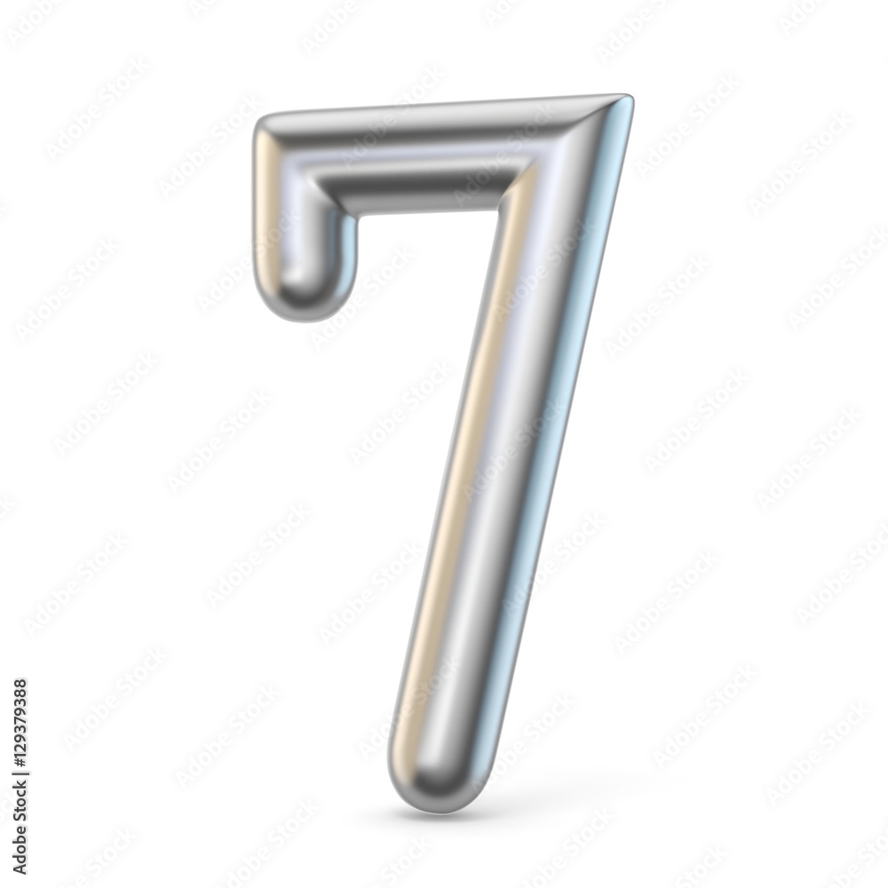 Metal silver font. Number SEVEN 7 3D Metal silver font. Number SEVEN 7 3D