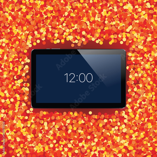 Digital tablet with shiny sensor screen. Electronic smart device. Mobile gadget.