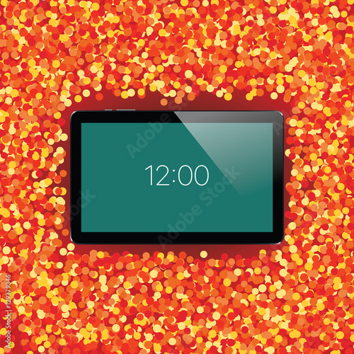 Digital tablet with shiny sensor screen. Electronic smart device. Mobile gadget.