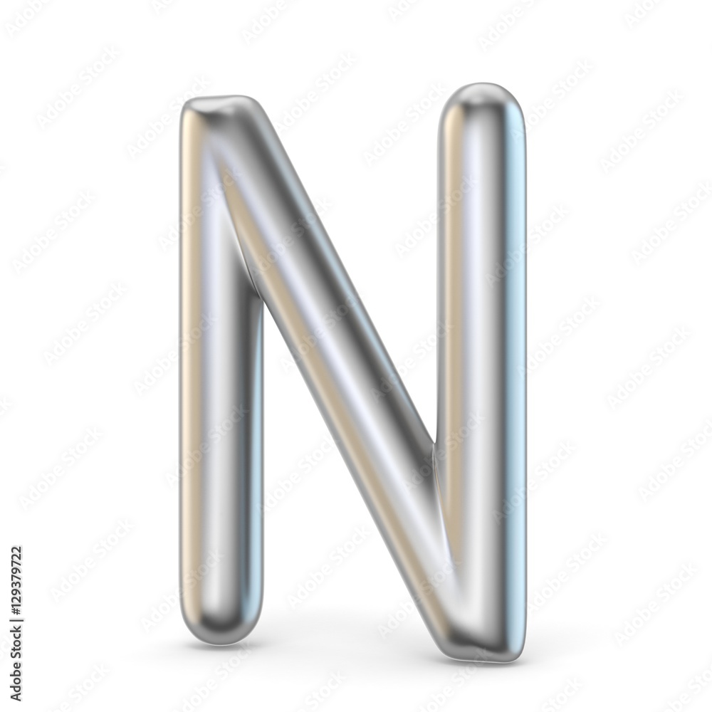 Metal alphabet symbol. Letter N 3D Stock Illustration | Adobe Stock