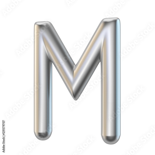 Metal alphabet symbol. Letter M 3D