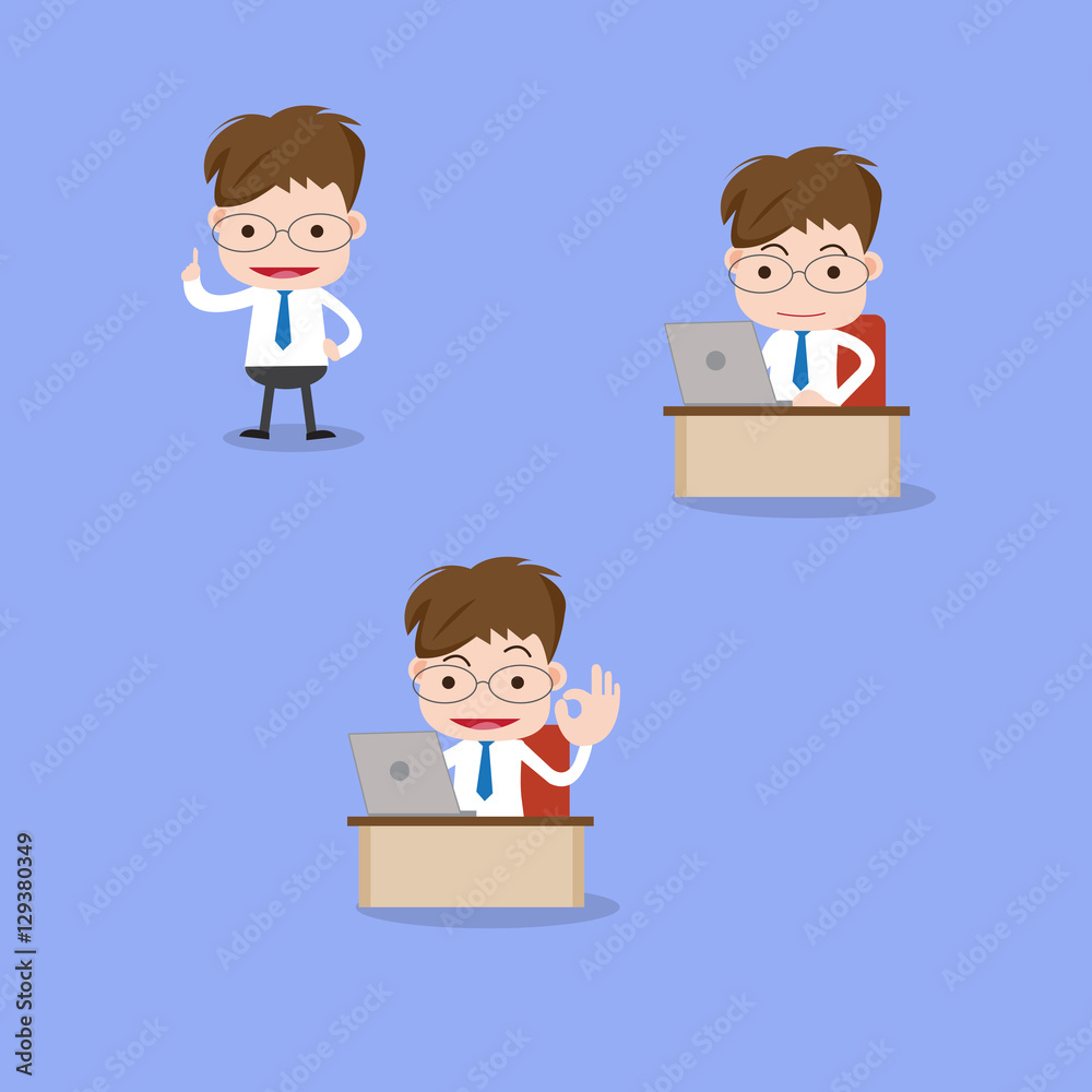 Businessman over growing chart - vector illustration Businessman over growing chart - vector illustration
