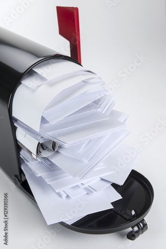 Black Mailbox with Isolated on White Background.
