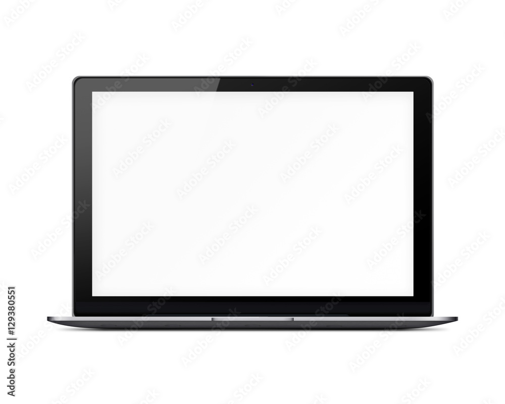 Modern glossy laptop with blank white screen and shadows isolated on white background. 3D illustration.
Modern glossy laptop with blank white screen and shadows isolated on white background. 3D illustration.