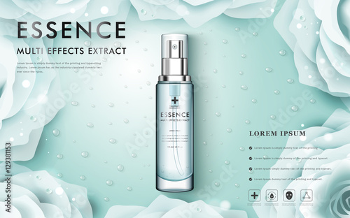 White rose or camellia cosmetic ads