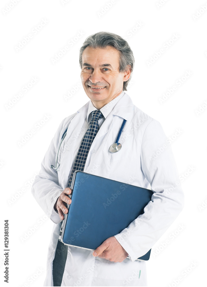 Adult qualified physician diagnostician, with a stethoscope Adult qualified physician diagnostician, with a stethoscope