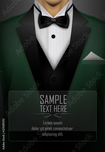 Green tuxedo bow tie illustration