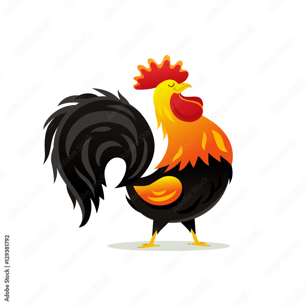 Fototapeta premium Cartoon drawing of a handsome rooster