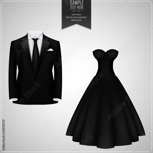 Black groom suit and black bridal gown