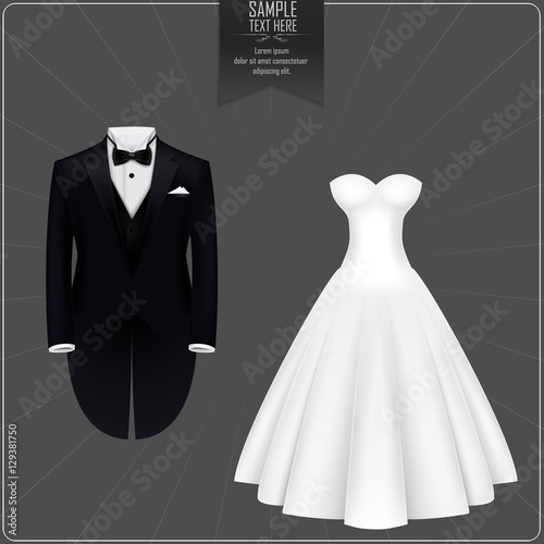 Tuxedo and bridal gown